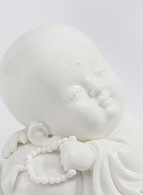 创意陶瓷葫芦小沙弥摆件禅意小和尚佛像客厅家居装饰品白瓷工艺品