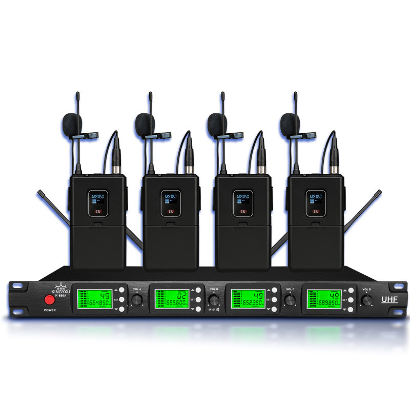 k-886a 舞台演出无线话筒x一拖四u段领夹式胸麦隐形头戴式耳麦话