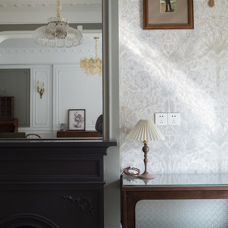 法式复古壁布混搭英国进口风格郁金香壁纸墙布金银花餐厅客厅墙布