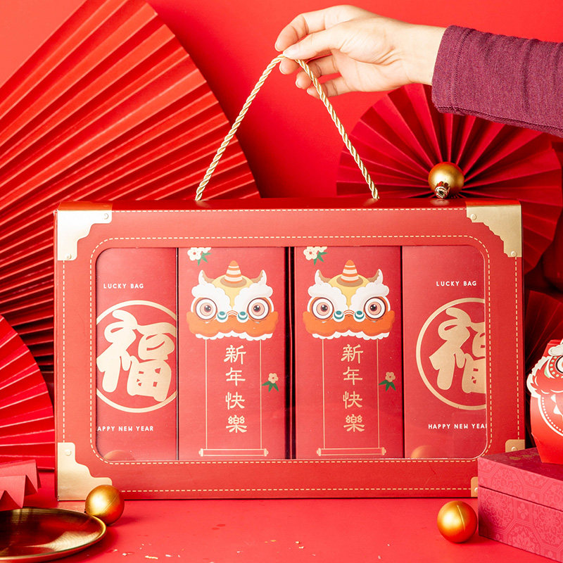 新品2021新年礼物包装盒糖果礼盒礼品袋年货空盒子春节.过年大礼