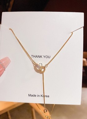 韩国轻奢钛钢珍珠项链女小众v高级设计感ins风百搭气质锁骨链