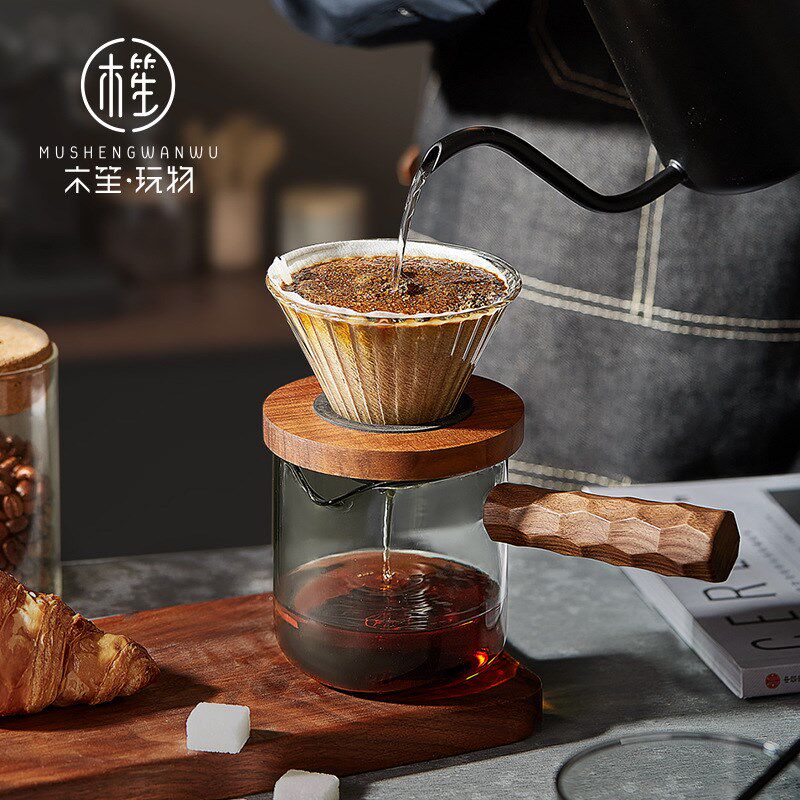 木笙玩物咖啡壶手冲咖啡滤杯玻璃分享壶侧把壶家用美式冰滴漏壶