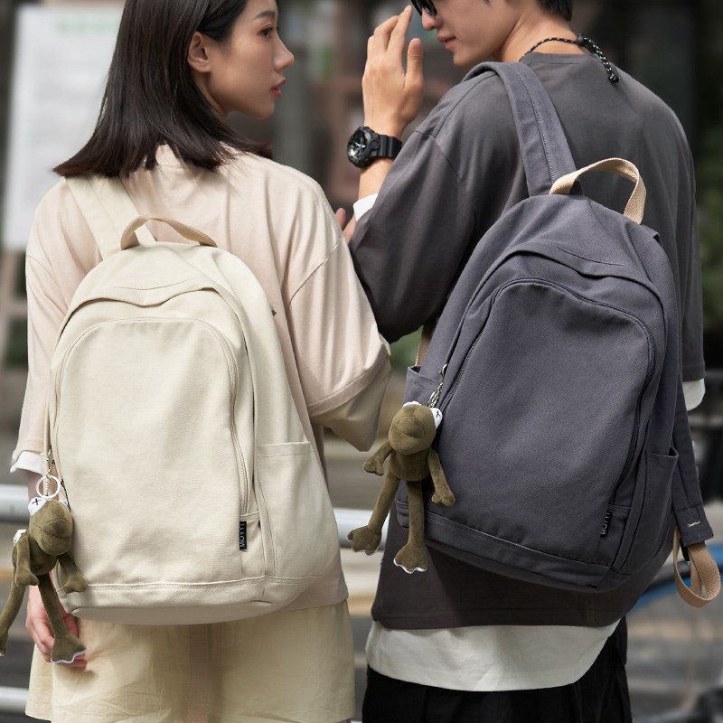 韩版帆布双肩包女款大容量书包大学生高中生2024新款旅行电脑背包