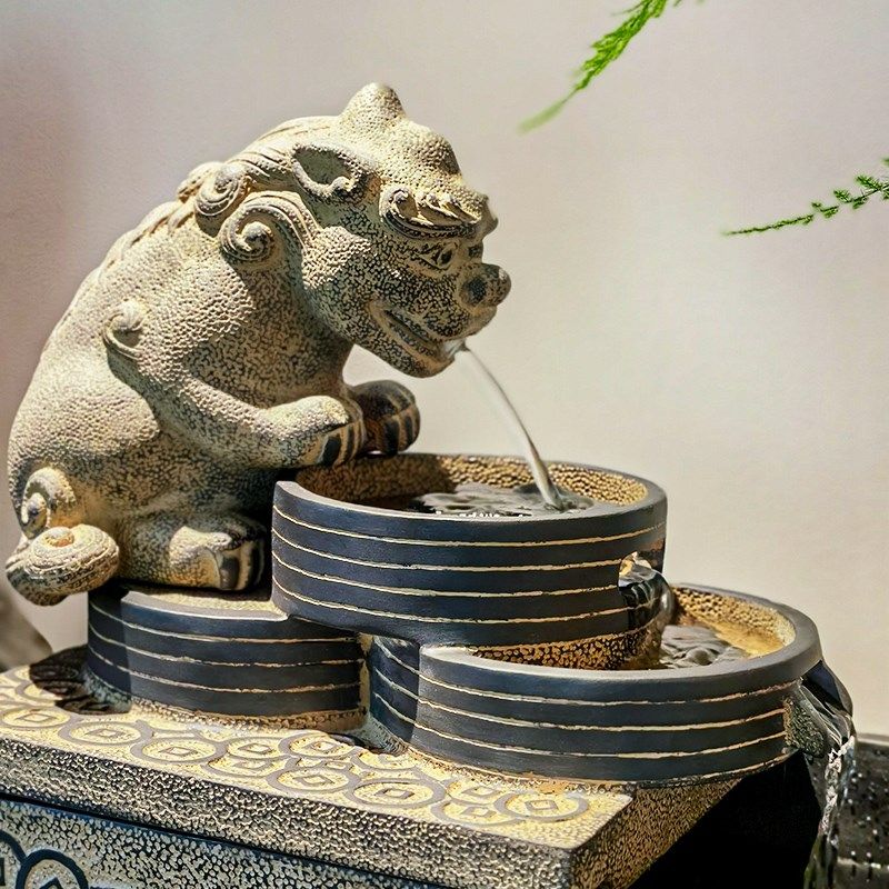 新中式流水鱼缸摆件办公室客厅茶室招财水景加湿循环水桌面装饰品