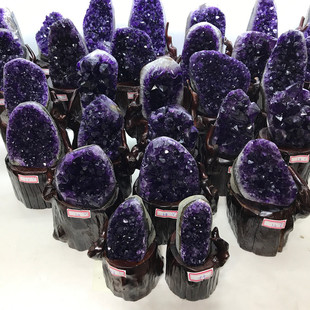 乌拉圭天然紫晶洞簇块招聚财 原矿石紫水晶摆件 消磁镇宅办公家庭