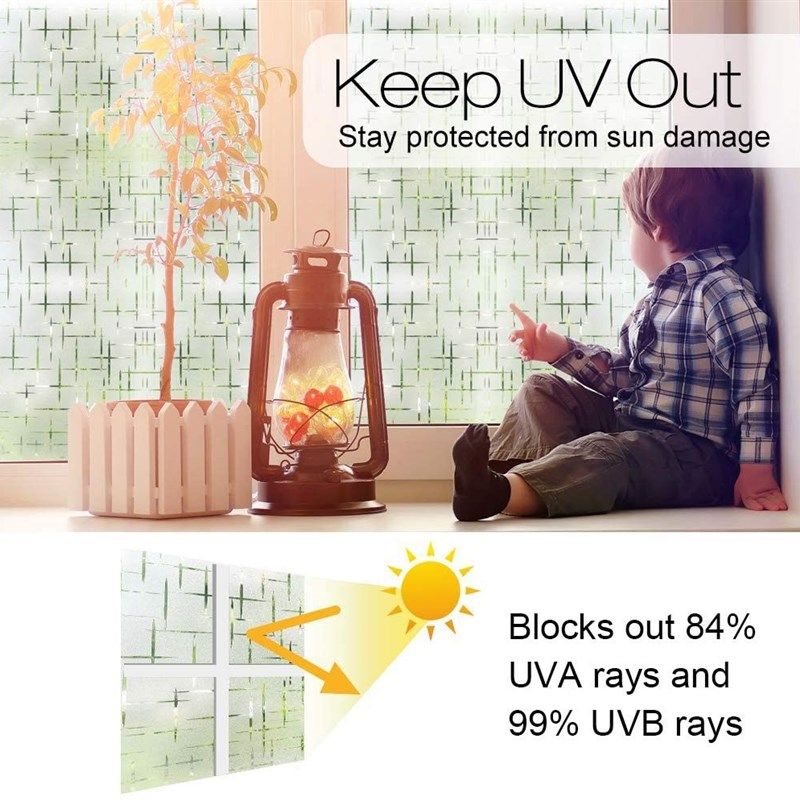 *Frosted Privacy Window Film  Non-Adhesive Self Static Cling