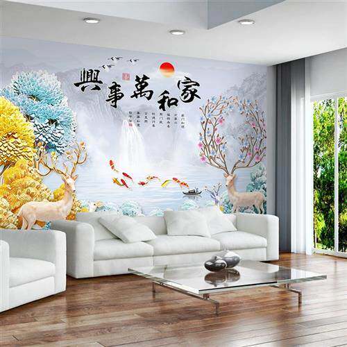 新款电视背景墙壁纸自粘壁纸2023新款影视墙壁画客厅装饰壁布大气
