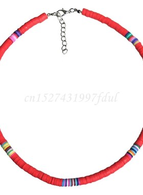 小众高货Bohemian Beach Colorful Clay Beaded Choker Boho Rain