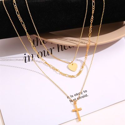 速发十字架项链 cross multilayer necklace women's Clavicle ch