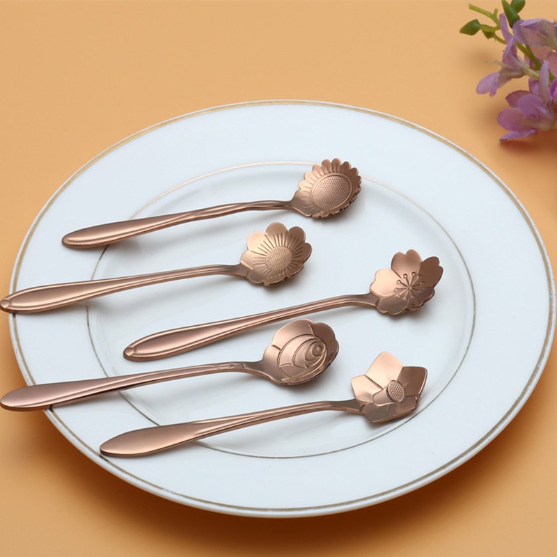 Rose Flower Coffee Mixing Spoon Dessert Scoop Afternoon Tea
