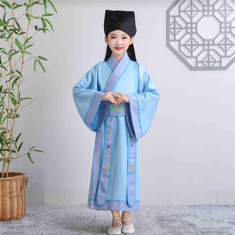 速发开笔礼服装六一儿童古装汉服国学服男童女童弟子规书童三字经