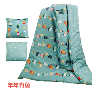 新品 纯棉抱枕被子两用全棉午睡办公靠垫被儿童午休Q被陪护被夏凉