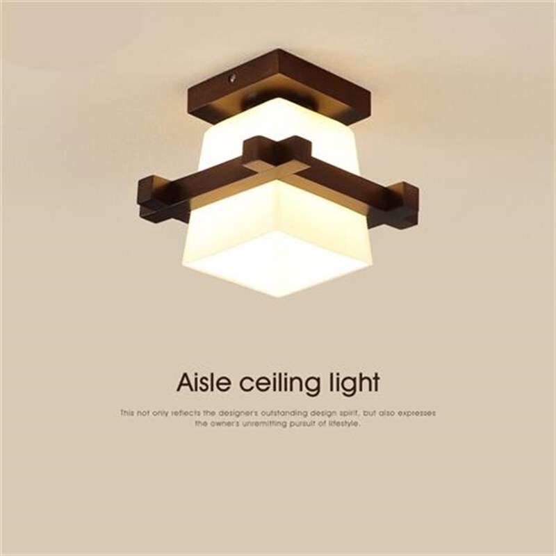 OUIO  新中式实木吸顶灯过道灯衣帽间走廊入户门厅玄关阳台灯饰