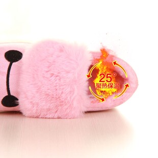 室内家居棉鞋高跟坡跟防滑冬季女士包跟厚底韩版可爱棉拖鞋女冬天