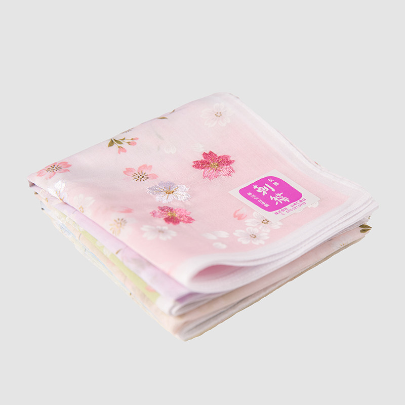 日本制友禅刺绣女士手帕手绢纯棉女士方薄款柔软小围巾发带伴手礼