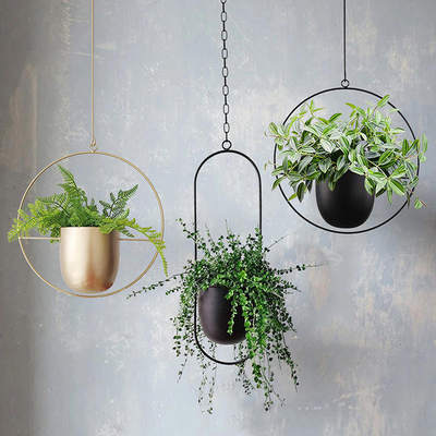 极速Metal hanging pot Plant Hanger Chain hanging planter Bas