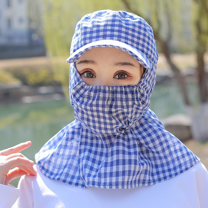 速发遮阳帽女士防晒面罩全脸夏天干农活护颈遮脸骑车凉帽大沿太阳