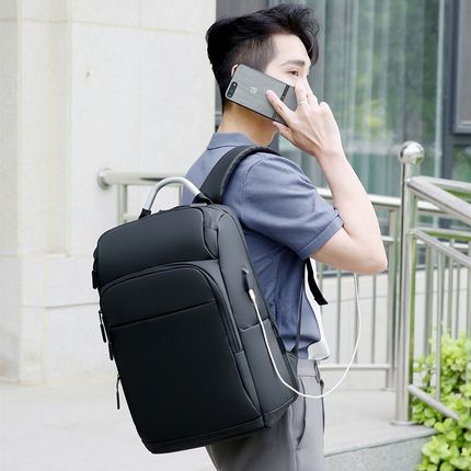 双肩包商务男士通勤笔记本电脑背包出差书包大容量旅行包定制logo