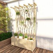 户外庭院装 饰爬藤花架子防腐木隔断花槽阳台网格围栏屏风隔断花箱