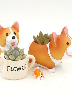 Decorative Flowerpot Plant Pots Corgi Desktop Garden Succule