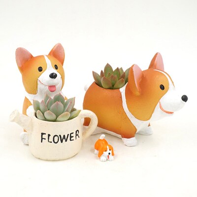 Decorative Flowerpot Plant Pots Corgi Desktop Garden Succule