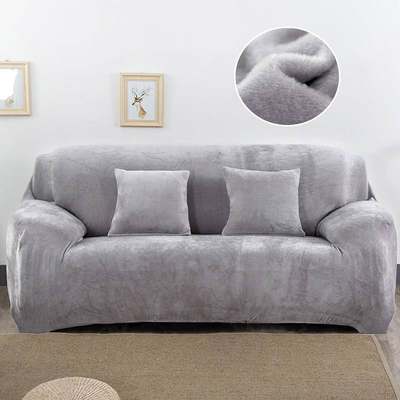 新品Plush Sofa Cover Stretch Solid Color Thick Slipcover Sof