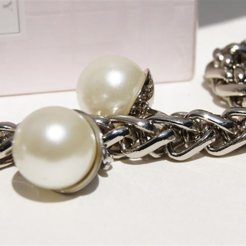 DIY五金金属链珍珠吊饰链条银色金属链条包带提手 装饰饰品链