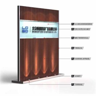 公司形象墙可移动进门玄关屏风隔断墙带logo名字立体字定制logo墙