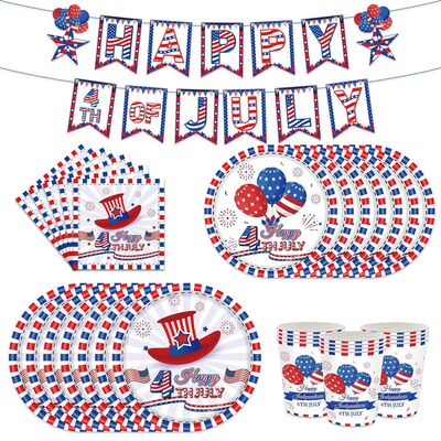 新品2023 Independence Day Flag Party Paper Cup Paper Plate