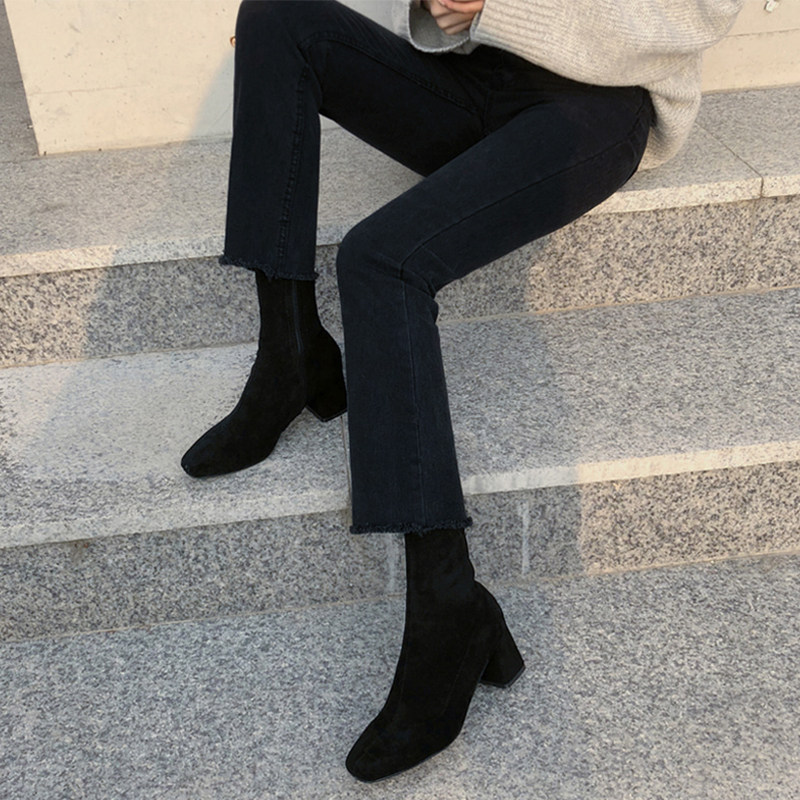 黑色155牛仔裤女加绒微喇叭九分2021年春秋新款高腰显瘦直筒宽松,女装/女士精品,牛仔裤,淘宝优惠券,粉丝福利购,淘宝优惠卷