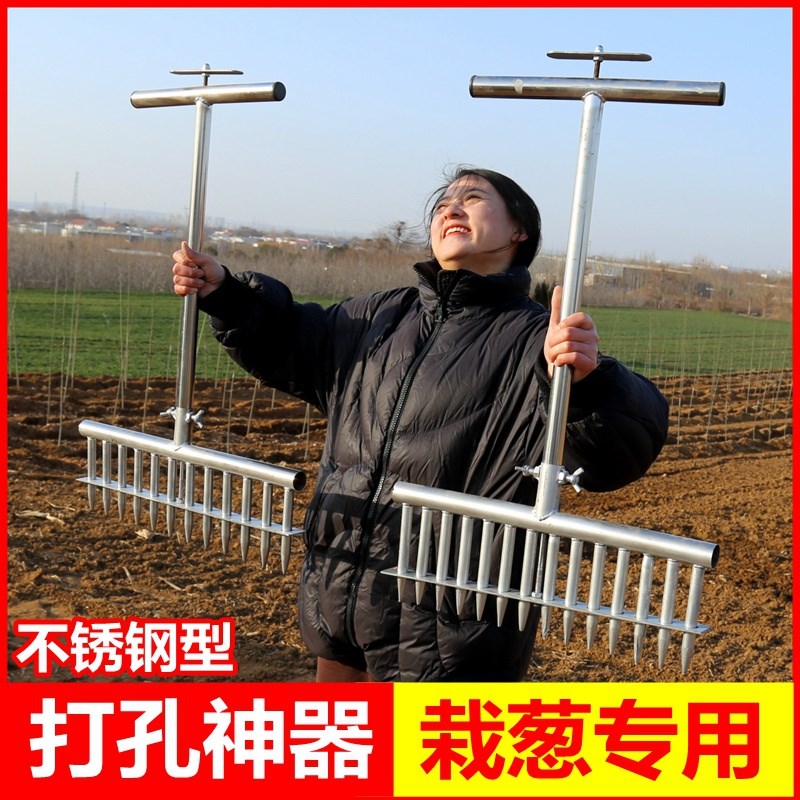 栽葱神器大葱种植工具叉子洋葱打眼打洞机种菜栽苗打孔种葱移苗器