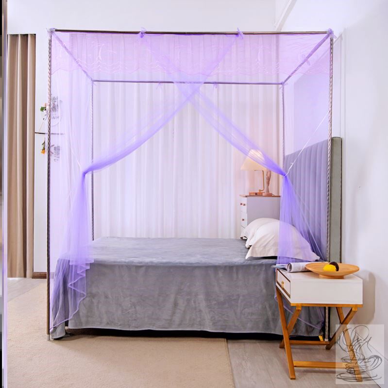 地用传统老式蚊帐加密带支架穿款落家旧款老杆式文章纹帐农村帐子