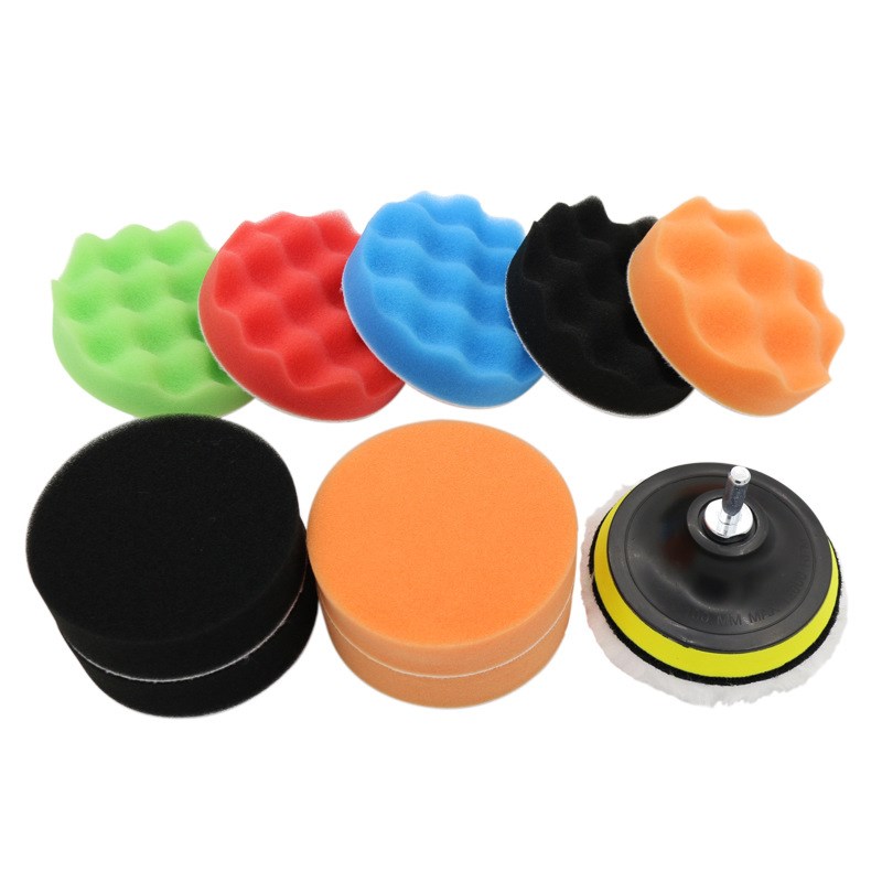3寸5寸12件套汽l车美容海绵轮抛光盘套装自粘海绵抛光轮打蜡抛光