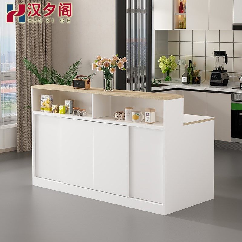 日式原木风纯白岩板岛台多功能推拉门储物柜茶水柜边几吧台柜8E45,住宅家具,岩板餐桌,淘宝优惠券,粉丝福利购,淘宝优惠卷