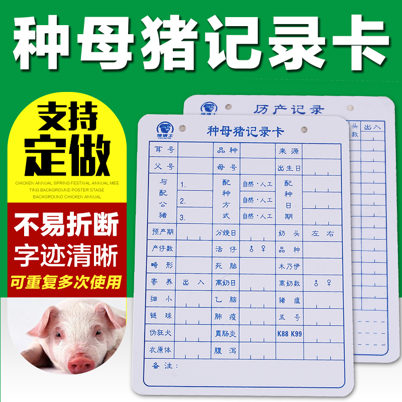 热销母猪记录卡 双面分娩档案管理卡种猪 妊娠母猪历产卡 养猪设