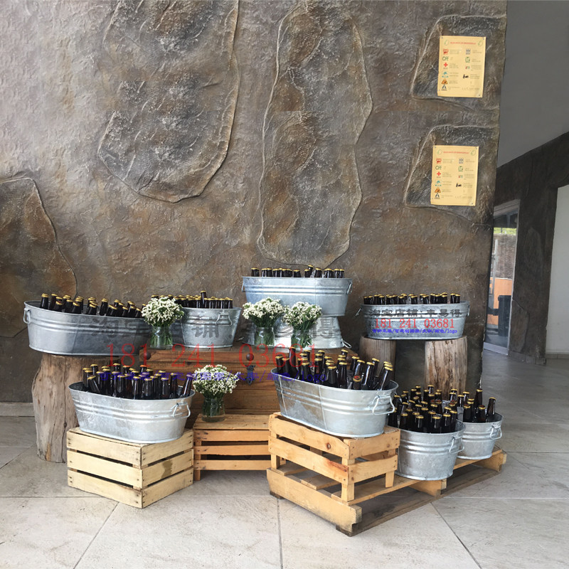 做旧欧式冰桶家用酒吧商用户外长冰桶不锈钢红酒啤酒大容量香槟桶