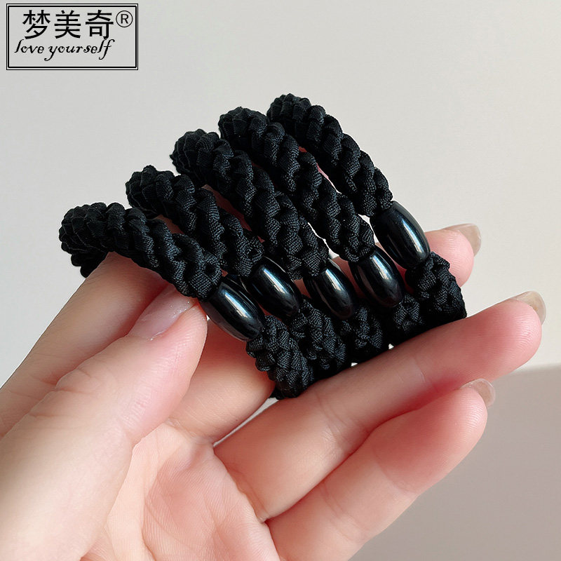 黑色皮筋女扎头编织加粗皮套女头绳扎马尾发圈高弹力耐用像皮筋