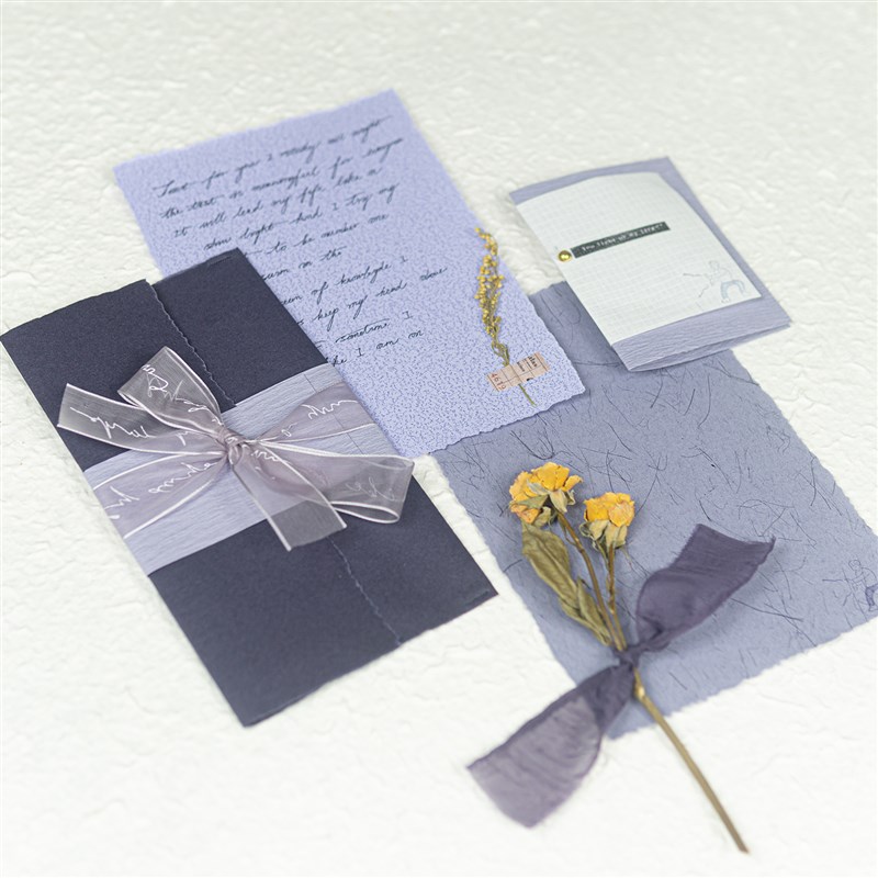 深紫色信封信纸套装浪p漫丝带复古小众婚礼生日贺卡高级感告白礼