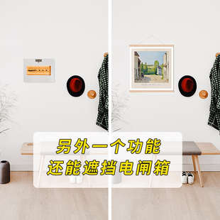 饰画免打孔北欧简约挂画名画 北欧挂布画实木风景油画电表箱餐厅装