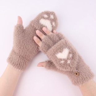 Touchscreen Cute Mink Warm gloves Winter 推荐 Claw Gloves Cat