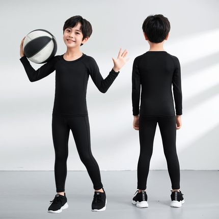 篮球滑雪速干衣服男童保暖内衣紧身裤运动服跑步套装加绒排汗冬季