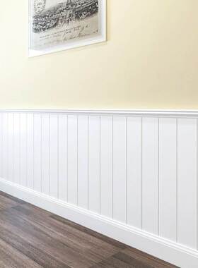 。白色烤漆e护墙板墙裙实木免漆扣板儿童式桑拿板吊顶幼儿欧园背