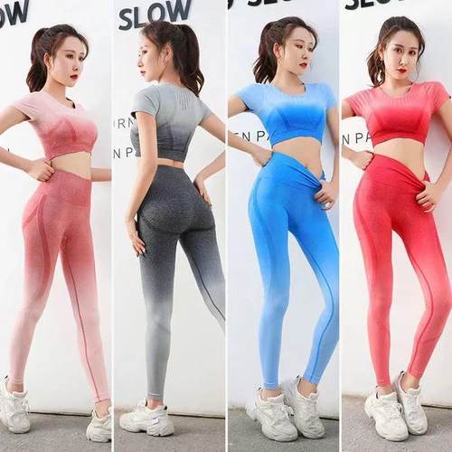 专业瑜伽服女两件套装春夏新款镂空户外休闲健身运动跑步高端短袖