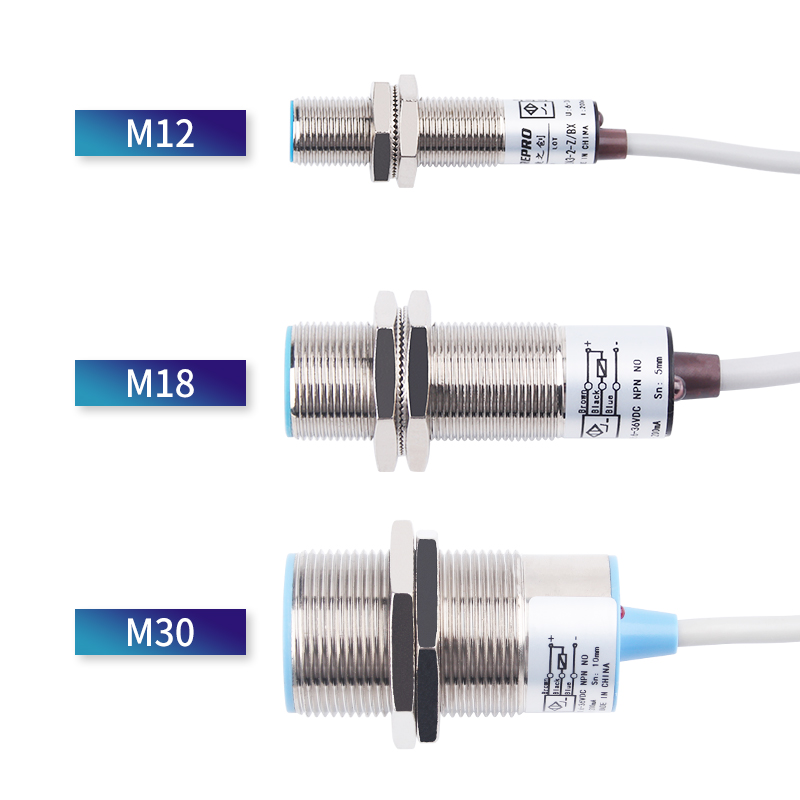 M12M18M30圆柱型电感式接近开关传感器金属感应器三线NPN常开24V
