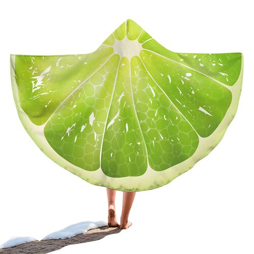 戴帽按扣圆浴巾水果印花速干浴袍户外潜水斗篷 沙滩外X套游泳浴巾