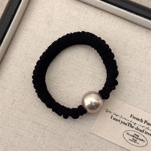 棕色黑色冰丝弹力扎发皮筋发圈高亮珍珠基础款简约纯色发绳头绳女