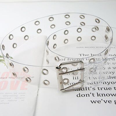 推荐2021 Two Row PVC Clear Belt For Women Fashion Pin Buckle