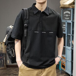 夏季 T2024潮流新款 高级感POtLO衫 男宽松大码 潮牌翻领T ins上衣短袖