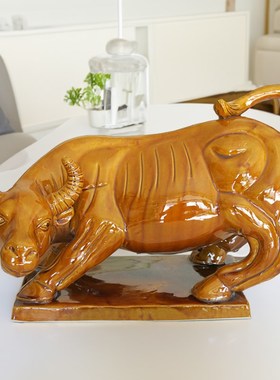 陶瓷牛化解摆件黄牛水牛工艺品家居客厅卫生间厨房缺角客厅办公室