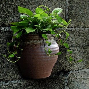 饰花器 多肉花盆墙壁装 壁挂花盆陶瓷欧式 创意阳台垂吊盆绿萝悬挂式